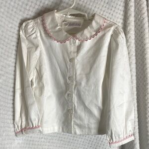 Rachel Riley Off White and Pink Button Down Shirt Top